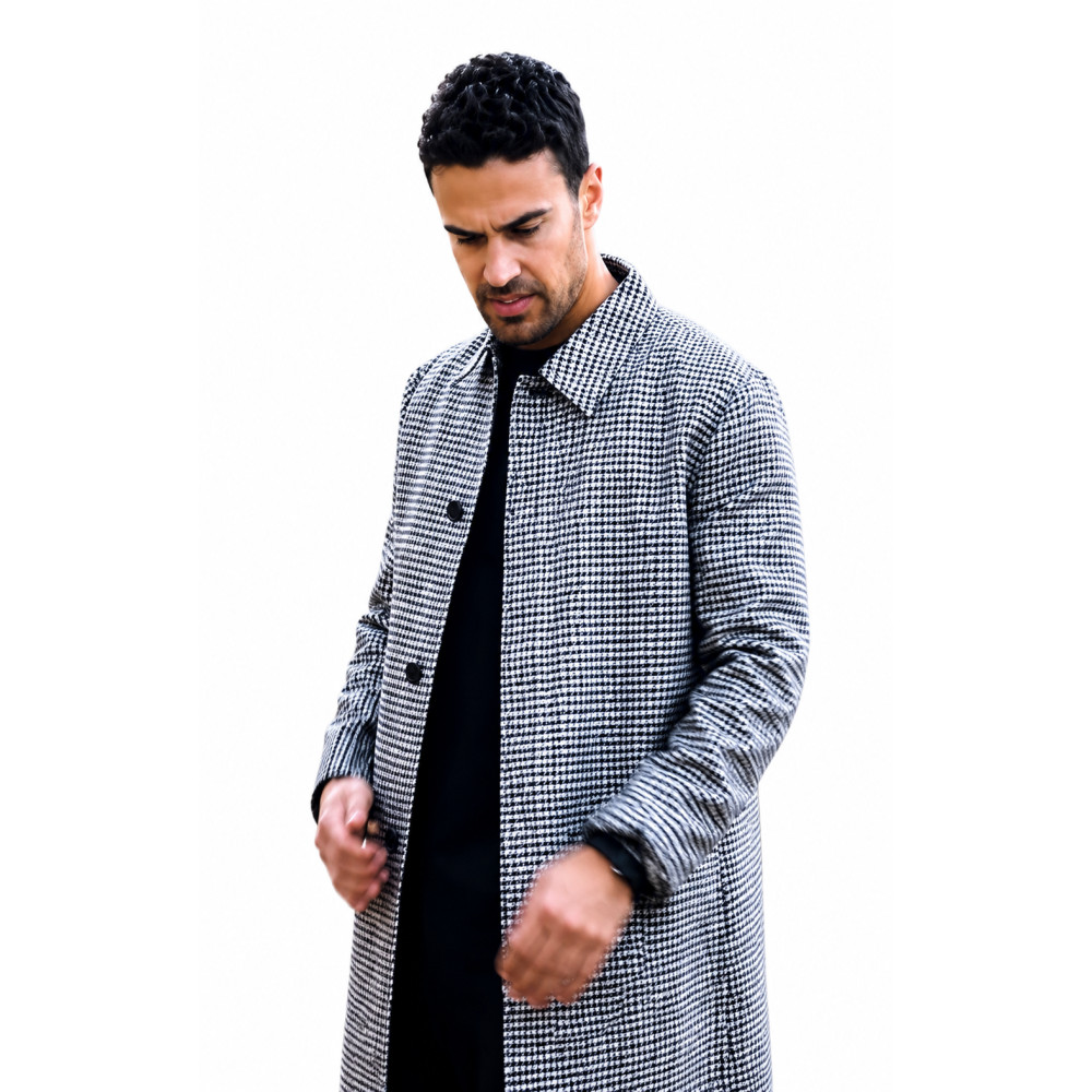 Theo James The Gentlemen 2024 Houndstooth Wool Coat | America Suits